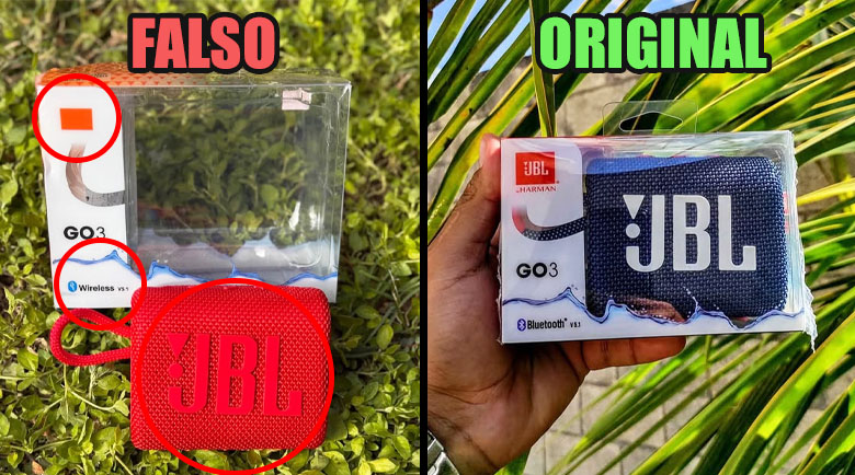 Diferencias entre altavoces JBL Go 3 falsos y originales